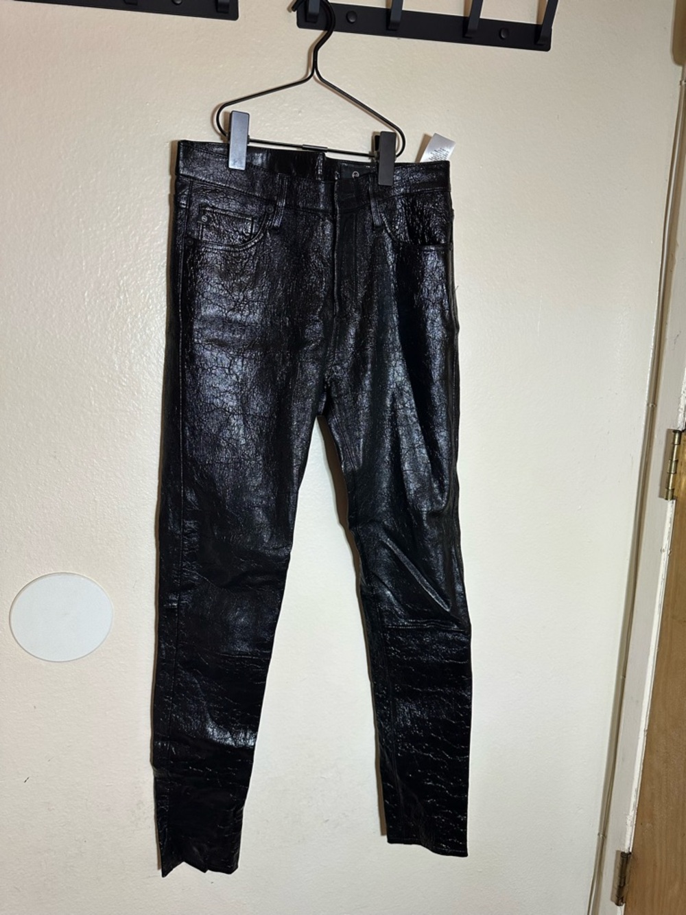 Ag Adriano Goldschmied Black Textured Leather pants size 26